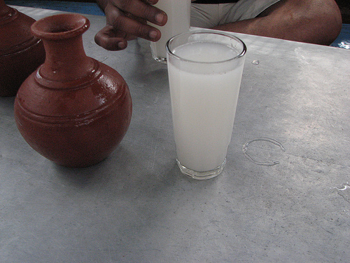 fresh toddy served from mud vessel